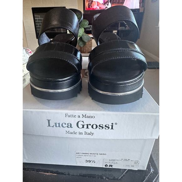 Luca Grossi - Black Wedge Women’s Shoes - Size 39 ½” Made in Italy - Picture 3 of 8